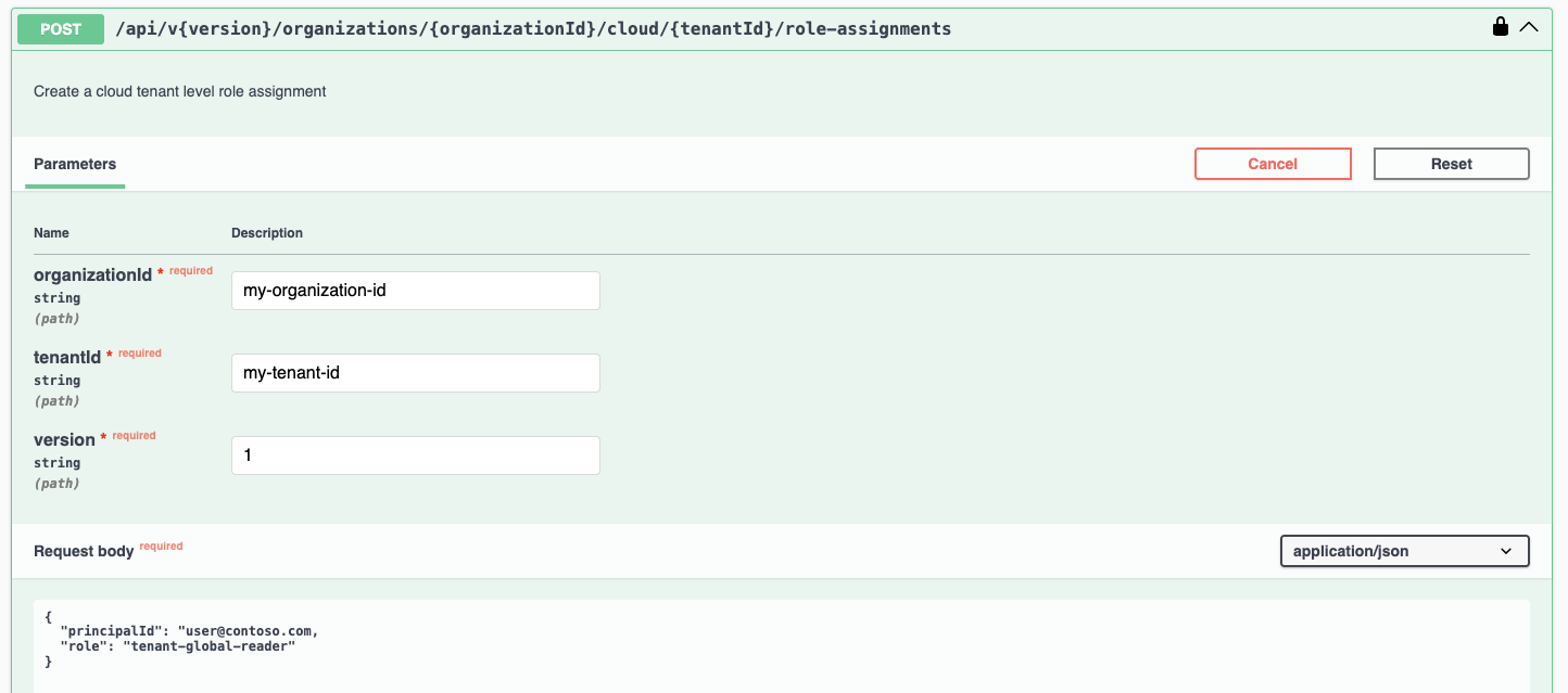 Swagger UI: Assign Role (cloud level)