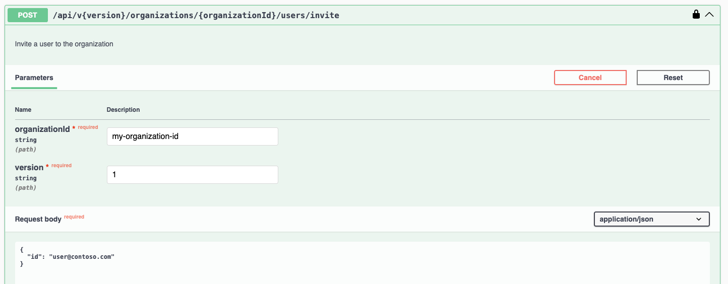 Swagger UI: Invite User