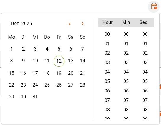 Date Time Control Popup