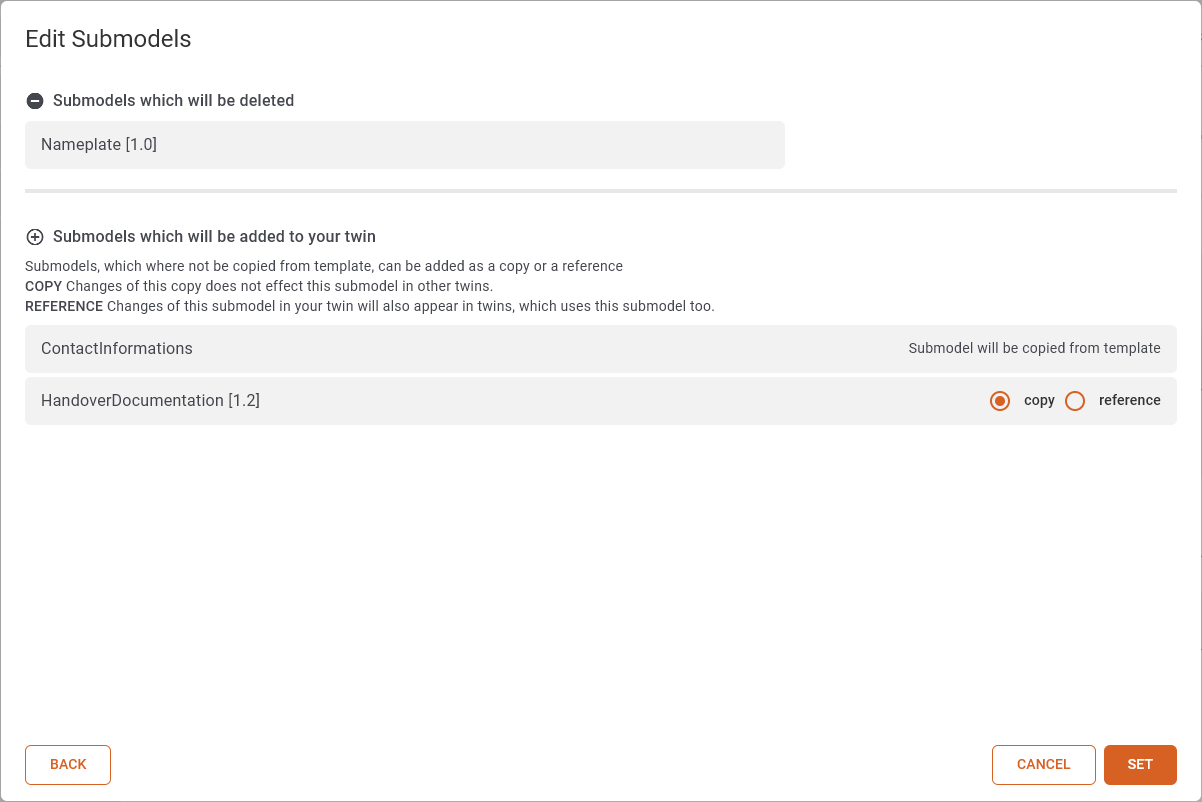 Edit Submodels dialog — Summary